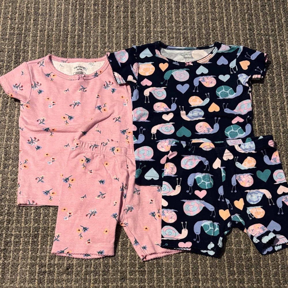 Carter's Pink and Navy Snail Pajama Set